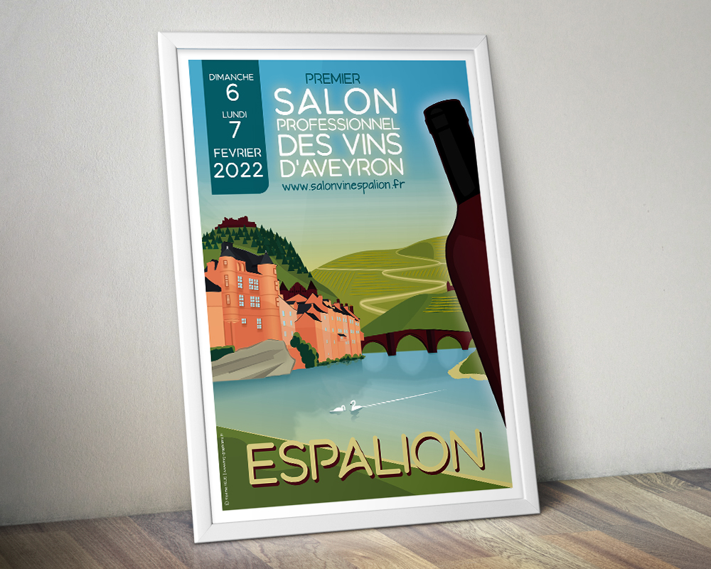 affiche-ds-cadre2 Affiche et illustration Salon Professionnel des Vins de l'Aveyron